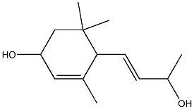 (E)-4-(4-ヒドロキシ-2,6,6-トリメチル-2-シクロヘキセン-1-イル)-3-ブテン-2-オール 化学構造式