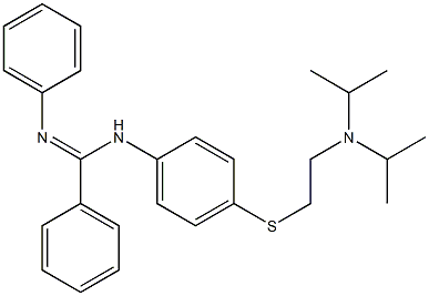 N-[4-[[2-(ジイソプロピルアミノ)エチル]チオ]フェニル]-N'-フェニルベンズアミジン 化学構造式