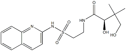 [R,(+)]-2,4-ジヒドロキシ-3,3-ジメチル-N-[2-(2-キノリルスルファモイル)エチル]ブチルアミド 化学構造式