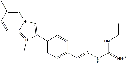 1,6-Dimethyl-2-[4-[2-[iminio(ethylamino)methyl]hydrazonomethyl]phenyl]imidazo[1,2-a]pyridin-1-ium Structure