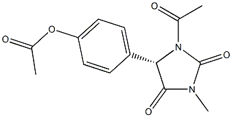 (5S)-1-アセチル-5-(4-アセトキシフェニル)-3-メチル-2,4-イミダゾリジンジオン 化学構造式