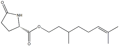 (S)-5-Oxo-2-pyrrolidinecarboxylic acid 3,7-dimethyl-6-octenyl ester 结构式