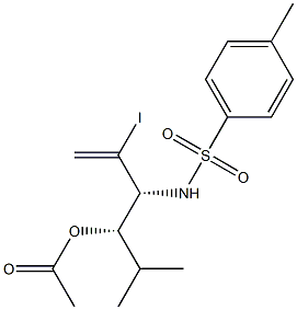 Acetic acid (1S,2R)-1-isopropyl-2-(tosylamino)-3-iodo-3-butenyl ester Structure