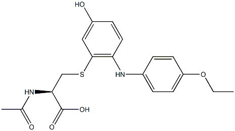 N-アセチル-S-[3-ヒドロキシ-6-[(4-エトキシフェニル)アミノ]フェニル]-L-システイン 化学構造式