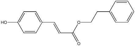 (E)-3-(4-ヒドロキシフェニル)プロペン酸2-フェニルエチル 化学構造式