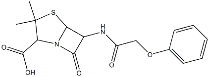 3,3-ジメチル-7-オキソ-6-フェノキシメチルカルボニルアミノ-1-アザ-4-チアビシクロ[3.2.0]ヘプタン-2-カルボン酸 化学構造式