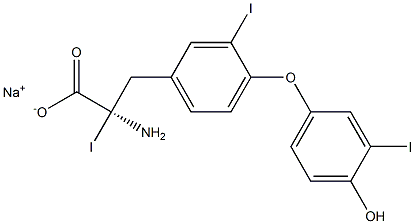 (R)-2-アミノ-3-[4-(4-ヒドロキシ-3-ヨードフェノキシ)-3-ヨードフェニル]-2-ヨードプロパン酸ナトリウム 化学構造式