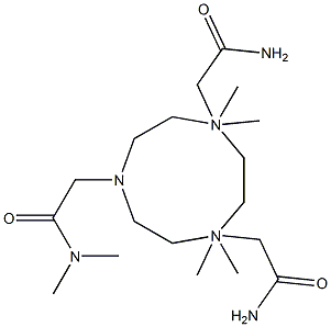 N,N,N',N',N'',N''-ヘキサメチル-1,4,7-トリアザシクロノナン-1,4,7-トリ(アセトアミド) 化学構造式