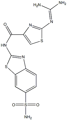 2-(Diaminomethyleneamino)-N-(6-sulfamoyl-2-benzothiazolyl)thiazole-4-carboxamide Structure
