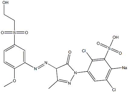 1-(2,5-Dichloro-4-sodiosulfophenyl)-4-[5-(2-hydroxyethylsulfonyl)-2-methoxyphenylazo]-3-methyl-2-pyrazolin-5-one Struktur