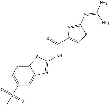 2-(Diaminomethyleneamino)-N-(5-methylsulfonyl-2-benzothiazolyl)thiazole-4-carboxamide Struktur