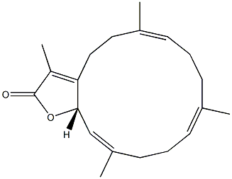 (6E,10E,14E,15aS)-2,4,5,8,9,12,13,15a-Octahydro-3,6,10,14-tetramethylcyclotetradeca[b]furan-2-one Struktur
