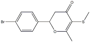 2-(p-ブロモフェニル)-6-メチル-5-メチルチオ-2,3-ジヒドロ-4H-ピラン-4-オン 化学構造式