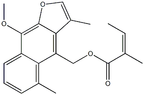 (Z)-2-Methyl-2-butenoic acid 9-methoxy-3,5-dimethylnaphtho[2,3-b]furan-4-ylmethyl ester Structure