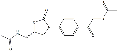 (5S)-5-アセチルアミノメチル-3-[4-アセチルオキシアセチルフェニル]オキサゾリジン-2-オン 化学構造式