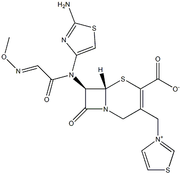 (7R)-7-[(2-アミノ-4-チアゾリル)(メトキシイミノ)アセチルアミノ]-3-[[(チアゾール-3-イウム)-3-イル]メチル]セファム-3-エン-4-カルボン酸 化学構造式