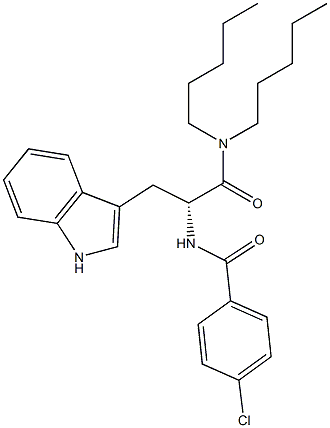 (R)-2-(4-Chlorobenzoylamino)-3-(1H-indol-3-yl)-N,N-dipentylpropanamide 结构式