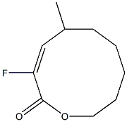 (E)-3-Fluoro-5-methyl-1-oxacyclodeca-3-en-2-one Struktur