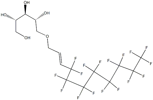5-O-(4,4,5,5,6,6,7,7,8,8,9,9,10,10,11,11,11-ヘプタデカフルオロ-2-ウンデセニル)キシリトール 化学構造式