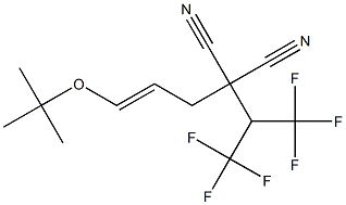 (E)-2-シアノ-2-[1-(トリフルオロメチル)-2,2,2-トリフルオロエチル]-5-tert-ブトキシ-4-ペンテンニトリル 化学構造式