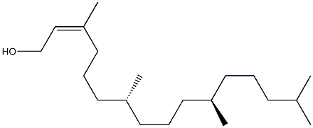 (7R,11R,2Z)-3,7,11,15-テトラメチル-2-ヘキサデセン-1-オール 化学構造式