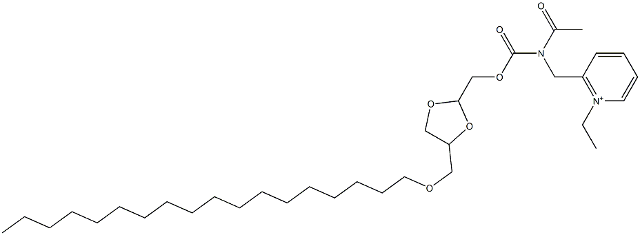 2-[N-アセチル-N-[(4-オクタデシルオキシメチル-1,3-ジオキソラン-2-イル)メトキシカルボニル]アミノメチル]-1-エチルピリジニウム 化学構造式