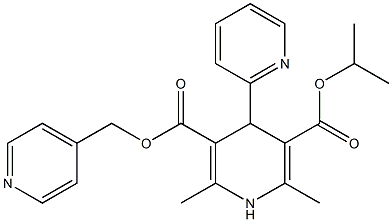 1,4-Dihydro-2,6-dimethyl-4-(2-pyridinyl)pyridine-3,5-dicarboxylic acid 3-(4-pyridinylmethyl)5-isopropyl ester Structure