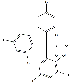 (2,4-Dichlorophenyl)(3,5-dichloro-2-hydroxyphenyl)(4-hydroxyphenyl)methanesulfonic acid Struktur
