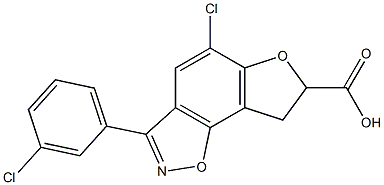 5-クロロ-7,8-ジヒドロ-3-(3-クロロフェニル)フロ[2,3-g][1,2]ベンゾイソオキサゾール-7-カルボン酸 化学構造式
