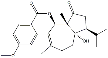 p-Anisic acid (3S,3aS,8R,8aS)-3a-hydroxy-3-isopropyl-6,8a-dimethyl-1-oxo-1,2,3,3a,4,5,8,8a-octahydroazulen-8-yl ester Struktur