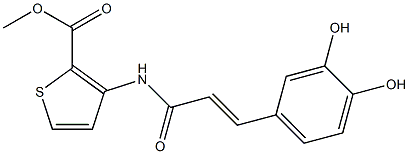 3-[(E)-3-(3,4-ジヒドロキシフェニル)アクリロイルアミノ]チオフェン-2-カルボン酸メチル 化学構造式