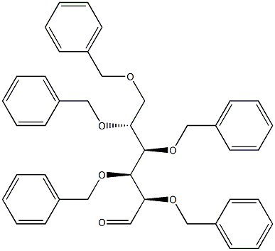 (2R,3S,4R,5R)-2,3,4,5,6-ペンタ(ベンジルオキシ)ヘキサナール 化学構造式