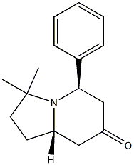 (5R,8aS)-3,3-ジメチル-5-フェニル-1,2,3,5,6,8a-ヘキサヒドロインドリジン-7(8H)-オン 化学構造式