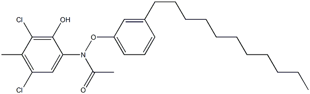 2-(3-ウンデシルフェノキシアセチルアミノ)-4,6-ジクロロ-5-メチルフェノール 化学構造式