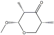 (2S,3S,5R)-2-メトキシ-3,5-ジメチル-2,3,5,6-テトラヒドロ-4H-ピラン-4-オン 化学構造式