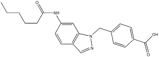 4-(6-Hexanoylamino-1H-indazol-1-ylmethyl)benzoic acid 结构式