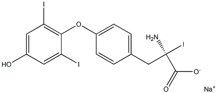 (R)-2-Amino-3-[4-(4-hydroxy-2,6-diiodophenoxy)phenyl]-2-iodopropanoic acid sodium salt Struktur