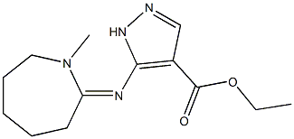 5-[(1-メチルヘキサヒドロ-1H-アゼピン-2-イリデン)アミノ]-1H-ピラゾール-4-カルボン酸エチル 化学構造式