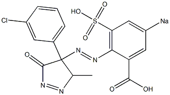 2-[4-(m-Chlorophenyl)-3-methyl-5-oxo-1-pyrazolin-4-ylazo]-5-sodiosulfobenzoic acid Struktur