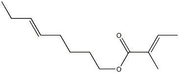 (E)-2-メチル-2-ブテン酸5-オクテニル 化学構造式