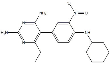 2,4-ジアミノ-6-エチル-5-(3-ニトロ-4-(シクロヘキシルアミノ)フェニル)ピリミジン 化学構造式