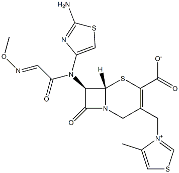 (7R)-7-[(2-Amino-4-thiazolyl)(methoxyimino)acetylamino]-3-[[(4-methylthiazol-3-ium)-3-yl]methyl]cepham-3-ene-4-carboxylic acid Struktur