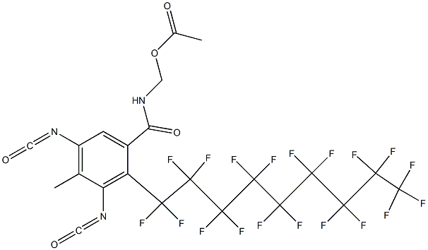 N-(アセチルオキシメチル)-2-(ノナデカフルオロノニル)-3,5-ジイソシアナト-4-メチルベンズアミド 化学構造式