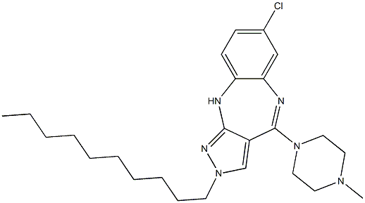 2-Decyl-4-(4-methylpiperazin-1-yl)-7-chloro-2,10-dihydropyrazolo[3,4-b][1,5]benzodiazepine Structure