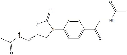 (5S)-5-アセチルアミノメチル-3-[4-アセチルアミノアセチルフェニル]オキサゾリジン-2-オン 化学構造式