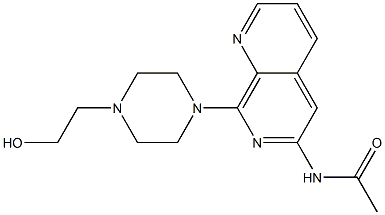 6-アセチルアミノ-8-[4-(2-ヒドロキシエチル)-1-ピペラジニル]-1,7-ナフチリジン 化学構造式