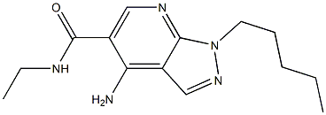 1-ペンチル-4-アミノ-N-エチル-1H-ピラゾロ[3,4-b]ピリジン-5-カルボアミド 化学構造式