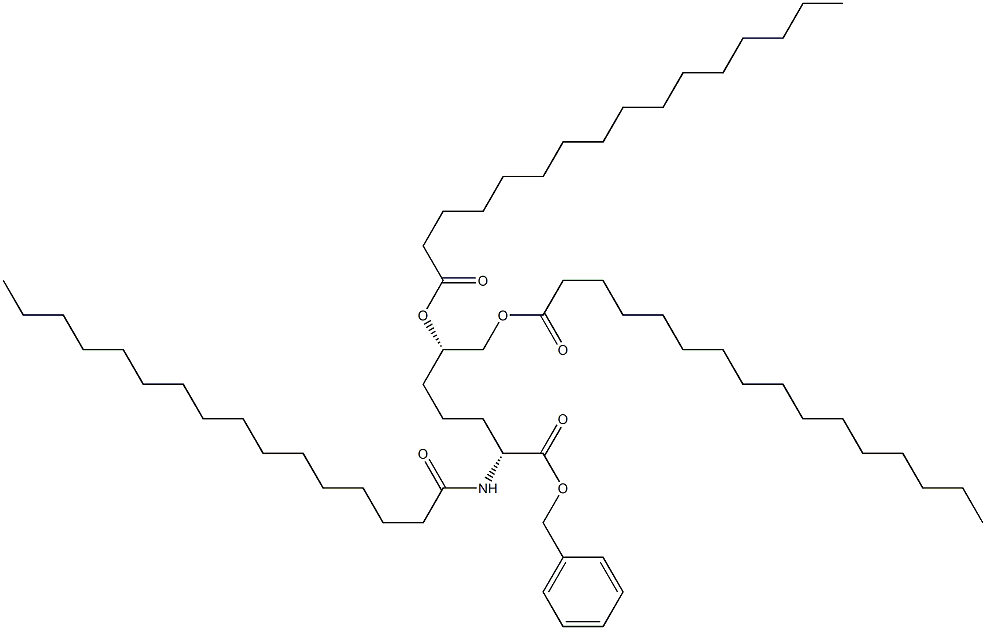 (2R,6S)-2-Palmitoylamino-6,7-di(palmitoyloxy)heptanoic acid benzyl ester Structure