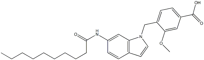 4-[6-(Decanoylamino)-1H-indol-1-ylmethyl]-3-methoxybenzoic acid Struktur