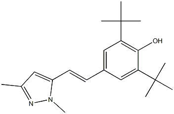 4-[(E)-2-(1,3-ジメチル-1H-ピラゾール-5-イル)エテニル]-2,6-ジ-tert-ブチルフェノール 化学構造式